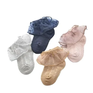 0 12 Year Princess Girl Dress Socks Sweet Cute White Pink Mesh Breathable Cotton Ruffle Lace Baby Kids Girls Hosiery Socks