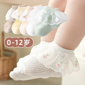 0-12years Cotton Ankle Socks Children Embroidery Flower Baby Girl Mesh Socks High Quality Socks Kids