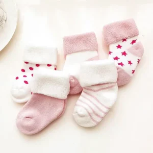 0-3 Years Newborn Cotton Mid-Tube Socks Breathable Terry Socks with Crew High for Babies Winter Thickened Baby Towel Socks Set