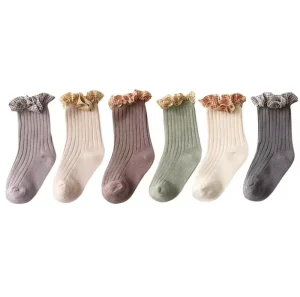 0 8 Years Old Children’s Boutique Quality Cotton Baby Socks Ruffles Plaid Baby Girls’ Toddler Socks Spanish Logo