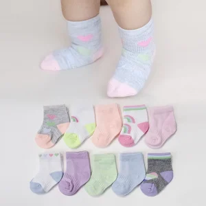 10 pair Pack of Thin Breathable Mid calf Knitted Cartoon Spring Socks for Baby Boys and Girls 0 3 Years
