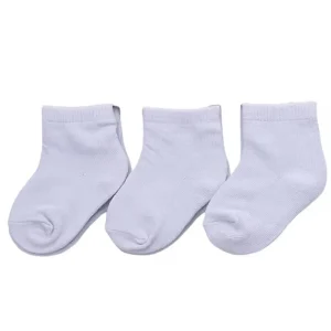 100% Cotton Baby Socks Plain White Knitted Crew Breathable Casual Design for Spring Season