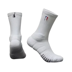 100% Cotton Crew Socks Thick Custom Basketball Logo Printed Knitted Sports Socks for Autumn Season