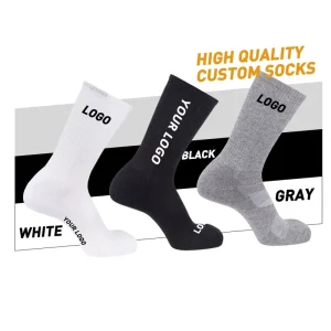 100% Cotton Custom Logo Crew Socks Men Free Sample High Quality Knitted Hosiery Breathable Casual Outdoor Sport Mid Tube Socks