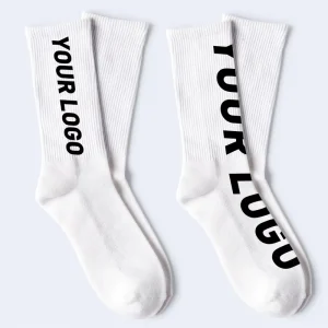 100% Cotton Disposable Anti-Slip Autumn Casual Crew Socks Custom Logo White Custom Design Men