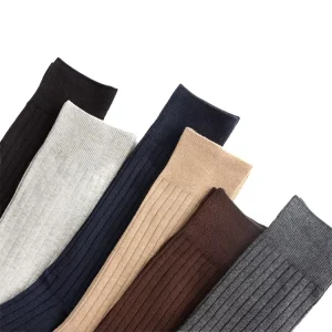 100% Cotton Dress Socks for Men Unisex Long Business Socks with Comfortable Woven Logo Customizable for Winter Season