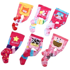 100% Cotton Girl Cute Baby Tights for Toddlers Knitted Casual Socks Logo Pattern Long Knee for All Autumn Winter Spring Summer