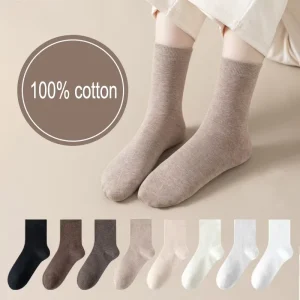 100% Cotton Knit Style Custom Design Solid Color Adult Size Crew Socks