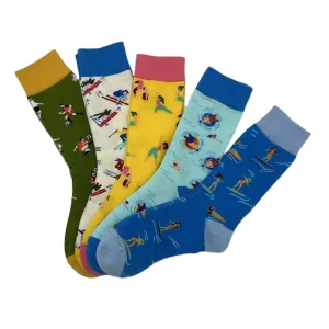 100% Cotton Men Sport Socks Custom Logo Soccer Skiing Yoga Surfing Swimming Cute Crew Socks for Man