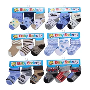 100% Cotton Newborn Baby Socks Mixed Different Styles Breathable Knitted Casual Crew for Spring Season