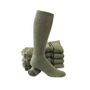 100% Cotton Terry Green Men Socks Dress Adults Waterproof Socks Knitted Socks for Boots 1pair opp Bag Crew High