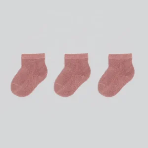 100% Organic Cotton Baby Socks-Breathable Anti-Slip Crew Socks with Solid Pattern Knitted Casual Spring Socks