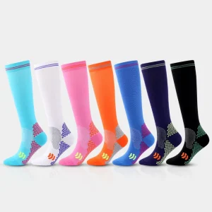 15-20 Mmhg Black Custom Made Compression Socks Spandex Nylon Quick Dry Sweat Resistant Sporty Crew Running Long Stockings Autumn