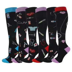 15-20 mmHg Graduated Comfort Sports Nurse Support Nylon Knee High Compression Socks
