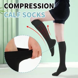 15 20mmHg Knee High Compression Socks Closed Toe Silicone Anti Slip Support for Varicose Vein Relief