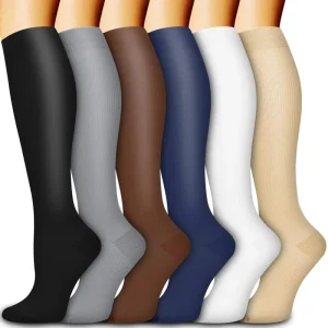 15 20mmhg Compression Socks for Women & Men Circulation Graduated Support Solid Knee High Socks for Nurses Running