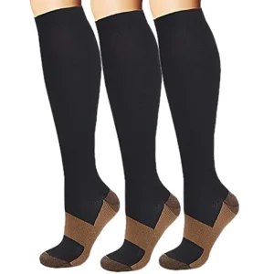 15-25mmhg Nylon Varicose Veins Nurse Sport Stockings Lady Mens Running Knee High Compression Socks Athletic Copper Socks