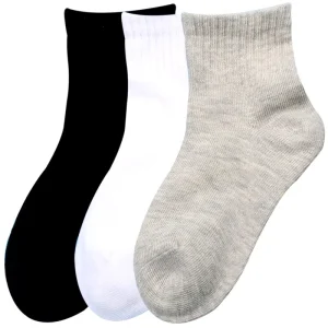 1Pair Custom Cotton polyester Breathable Black White Grey Classic Plain Kid Crew Socks