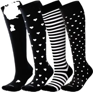 20 30 MmHg Knee High Cute Support Socks Viscose Bamboo Compression Socks for Women Men Nurses Pregnant Travel