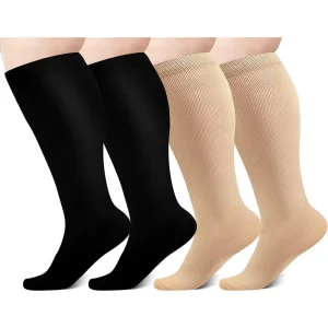 20-30 Mmhg Extra Wide Calf Knee High Stockings for Women Men Ankles Closed Toe Plus Size Compression Socks