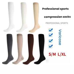 200N Sports Compression Stockings Pure Color Muscle Energy Jump Rope Compression Socks Running Knee High Stockings