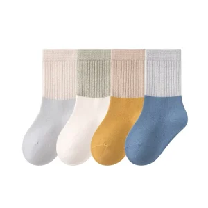 24 New Casual Baby Socks 100% Cotton Breathable Boneless Mid Tube 4 Pairs Loose Not Stringy Legs