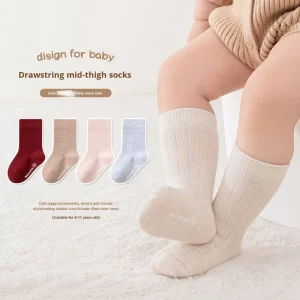 25 New High Elastic No Seam Baby Socks Infant Toddler Small Medium Large Child Student Socks 5 Pairs Pack Striped Mid Calf Tube