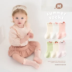 25 Spring Summer A-Class Seamless Breathable Loose Mouth Baby Infant Cartoon Thin 100% Cotton Toddler Large Mesh Three Pairs