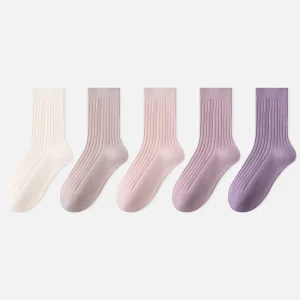 26 Spring Autumn Children’s Socks Cotton Thickened Jacquard Cute Candy-Colored Boneless Antibacterial Mid-Calf Girls’