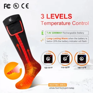 3 Heating Settings Warm Cotton Thermal Socks for Riding Camping Hiking Heated Socks Rechargeable Battery for Men Women