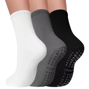 3 Pairs Women’s Children’s Youth Pilates Ankle Socks Knitted Non Slip Straps Breathable Eco Friendly Spring Customizable Cuff