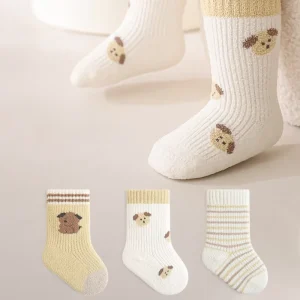 3 Pairs/set Winter Children Socks 0-5T Fleece Padded Warm Kids Thicken Socks Cartoon Animal Infant Girls Socks