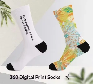 360 Digital Printed Floral Pattern Casual Socks Quick Dry Antibacterial Unisex Socks For Outdoor Hiking Camping Mountaineering