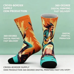 360 Digital Printed Graffiti Skulls Pattern Seamless Socks Odor resistant Sweat absorbent Breathable Wear resistant Spring