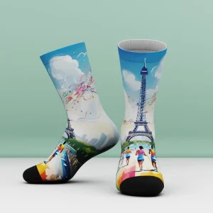 360 Digital Printed Spring ODM Seamless Sports Running Socks Odor proof Sweat absorbent Breathable Wear resistant for Fitness