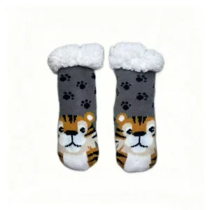 3D Boys Crew Cartoon Winter Socks with Snowflake Design Anti Slip Breathable