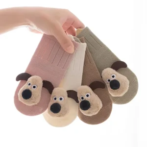 3D Cartoon Pet Dog Cute Baby Socks Non Slip Grips Floor Walking Anti Slip Kids Baby Cotton Socks