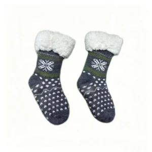3D Crew Cartoon Children Indoor Socks Anti Slip Winter Knitted Reindeer and Polar Bear Design Disposable