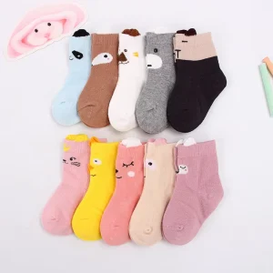 3D Ear Baby Socks Spring Autumn Unisex Cotton Socks 0-3 Years A-Class Seamless Newborn OEM Custom Knitted Breathable
