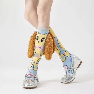 3D Ear Cartoon Breathable Knitted Kids Over-the-Knee Long Socks Festival Trendy