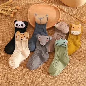 3d Cartoon Baby Cotton Socks Middle Tube Kids Girls Socks Solid Color Children’s Boys Socks