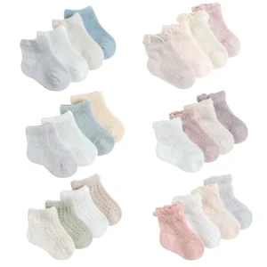 4 Pairs Lot Children’s Socks Summer Ultra-thin Baby Socks Mesh Combed Cotton Boys and Girls Boneless Baby Socks
