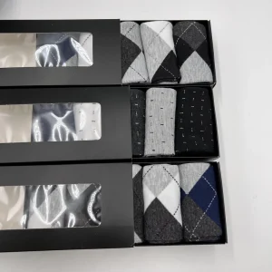5 Pairs Box Packing Cotton Custom Classic Design Pattern Business Men Socks