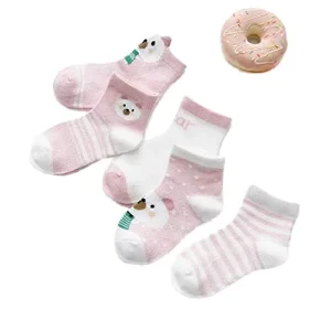 5 Pairs Kids Baby Socks Thin Cotton Mesh Breathable 3D Cartoon Short Socks for Boys & Girls