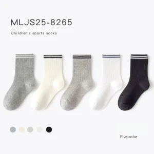 5 Pairs Kids Toddler Socks Athletic Basketball Youth Sport Striped Crew Cotton Breathable Soft Sports Socks 3-14 Years Casual