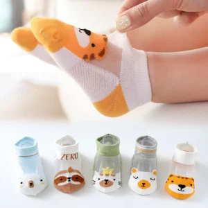 5 Pairs Set Children’s Socks Summer Thin Mesh Baby Boat Socks Boys Girls Card Silk Socks Factory