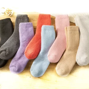 50% Wool Red Women and Men’s Fleece Lined Tube Extra Thick Wool Socks Winter Fuzzy Socks