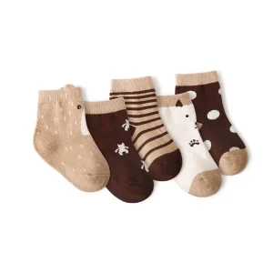 5pairs/set Toddler Socks Cotton Ankle Cute Comfortable Cartoon Knitted Baby Socks