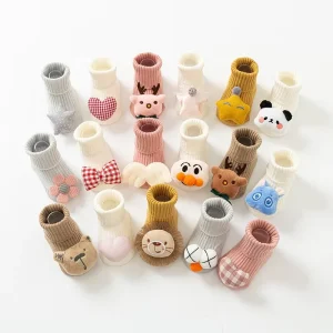 6-12 Months Cute 3D Cartoon Animal Socks With Grips Newborn Baby Toddler Anti Slip Cotton Crew Socks