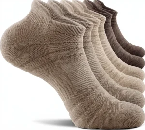 6 Pack Athletic Running Ankle Socks Low Cut Cushioned Tab Knitted Breathable Thick Spring Men Women White